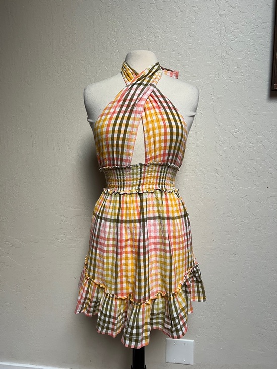 aerie Dresses & Skirts - Aerie Spring Fling Plaid Criss Cross Halter Dress NWT